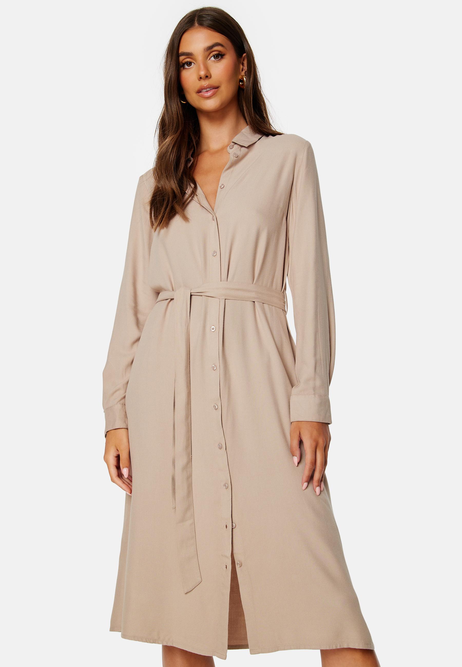 Belted L/S Viscose Shirt Dress