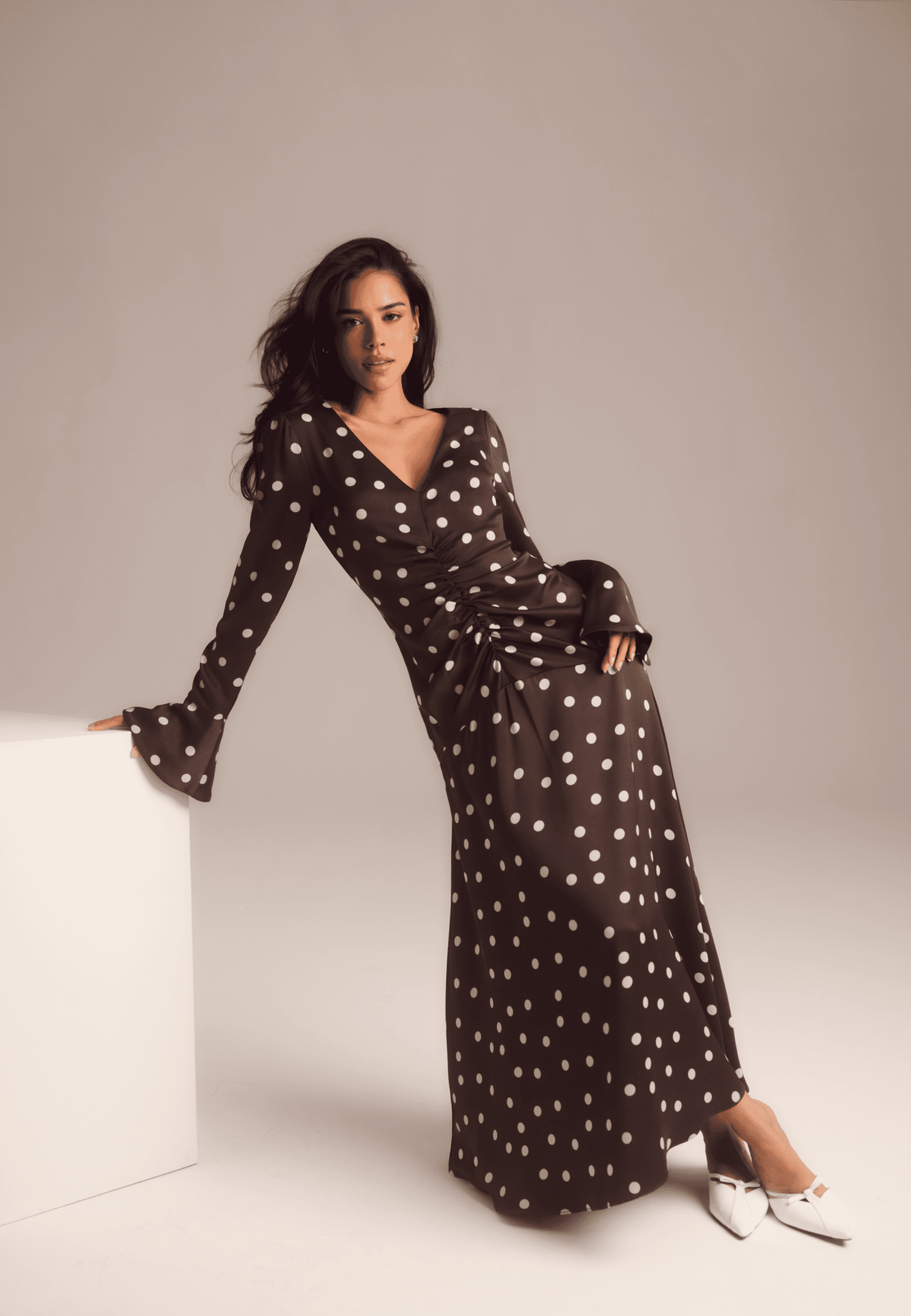 Ruched Front Midi Dress