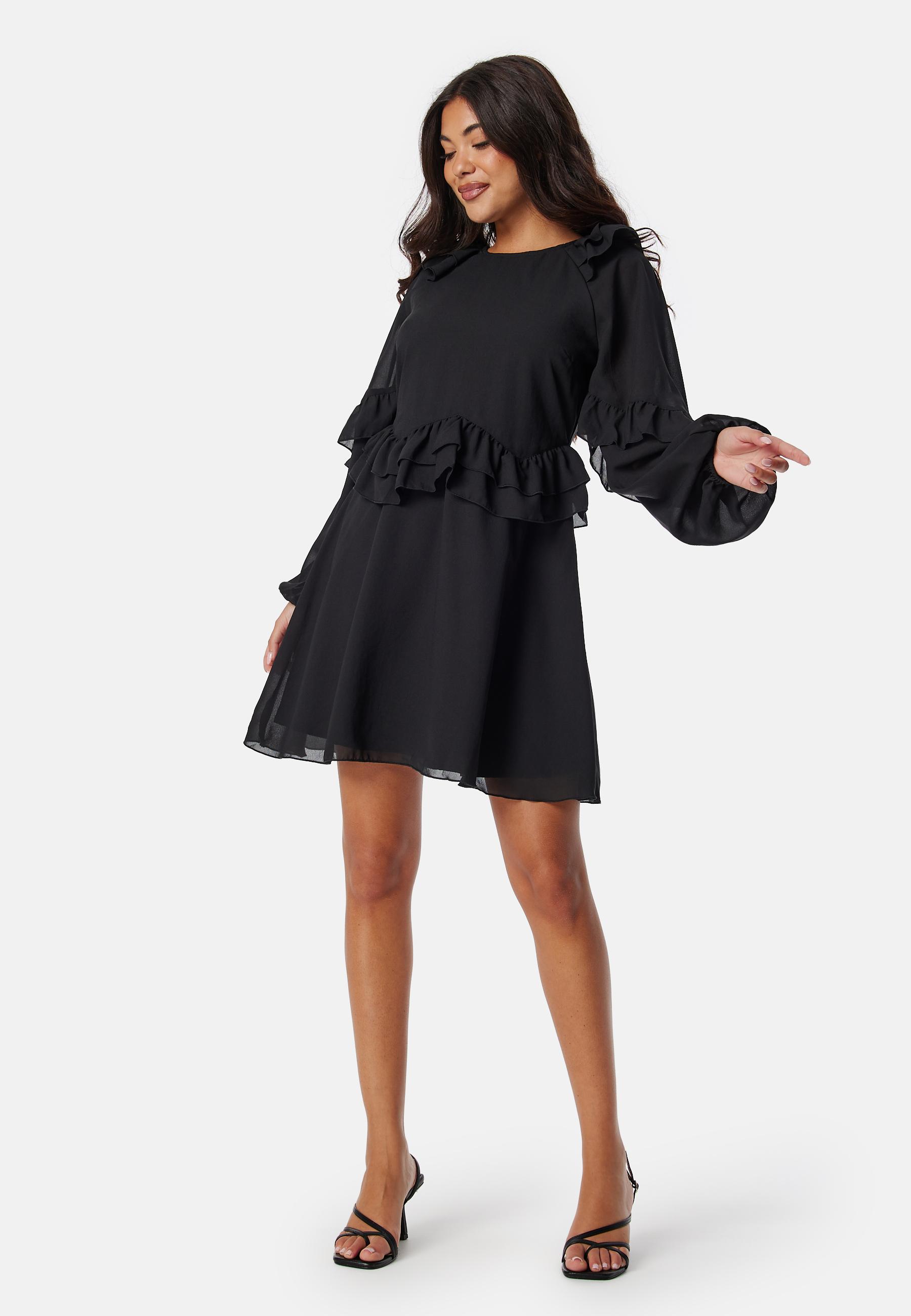 Round Neck Short Frill Dress 1