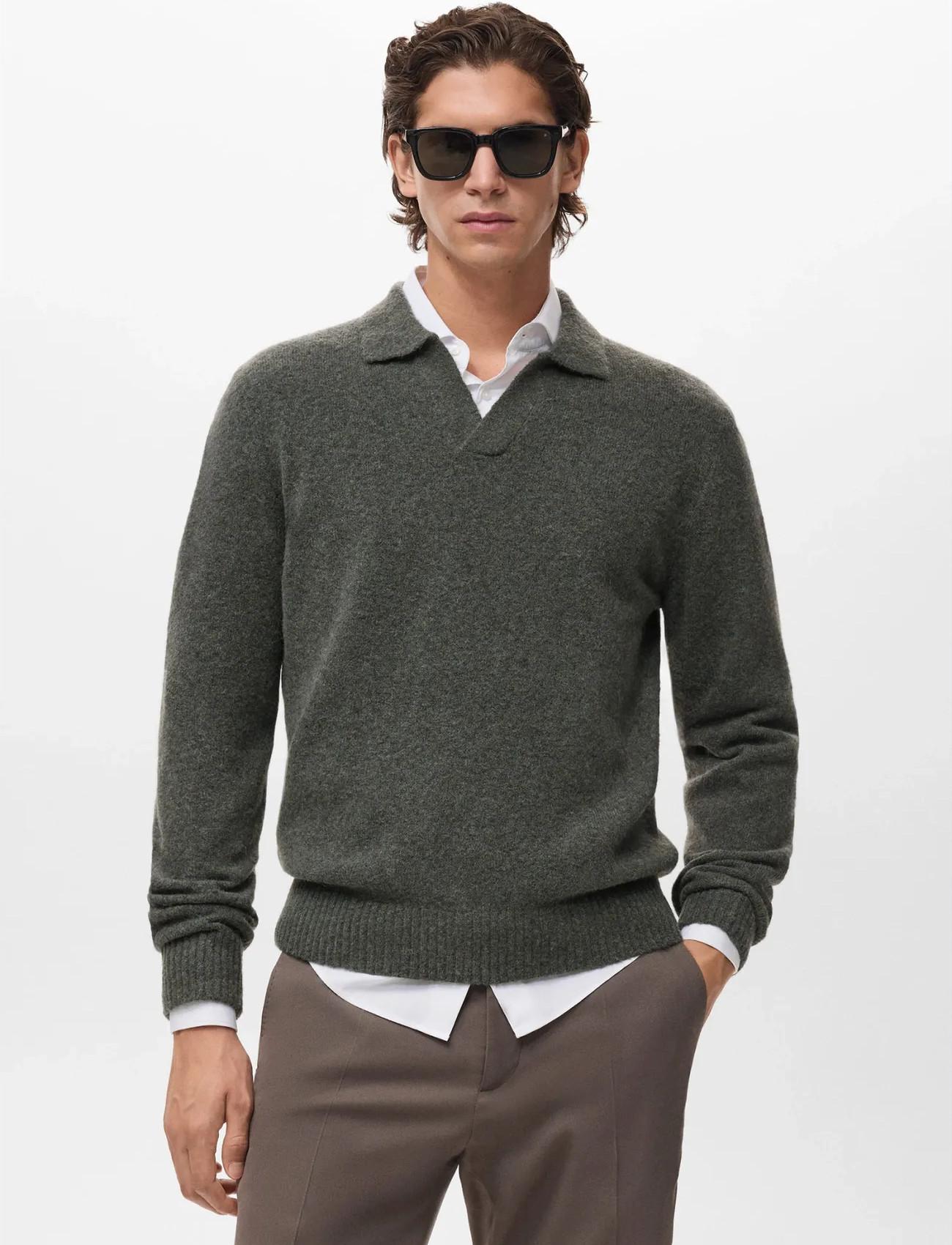 Mango Knitted Wool Blend Polo Sweater - - L 1