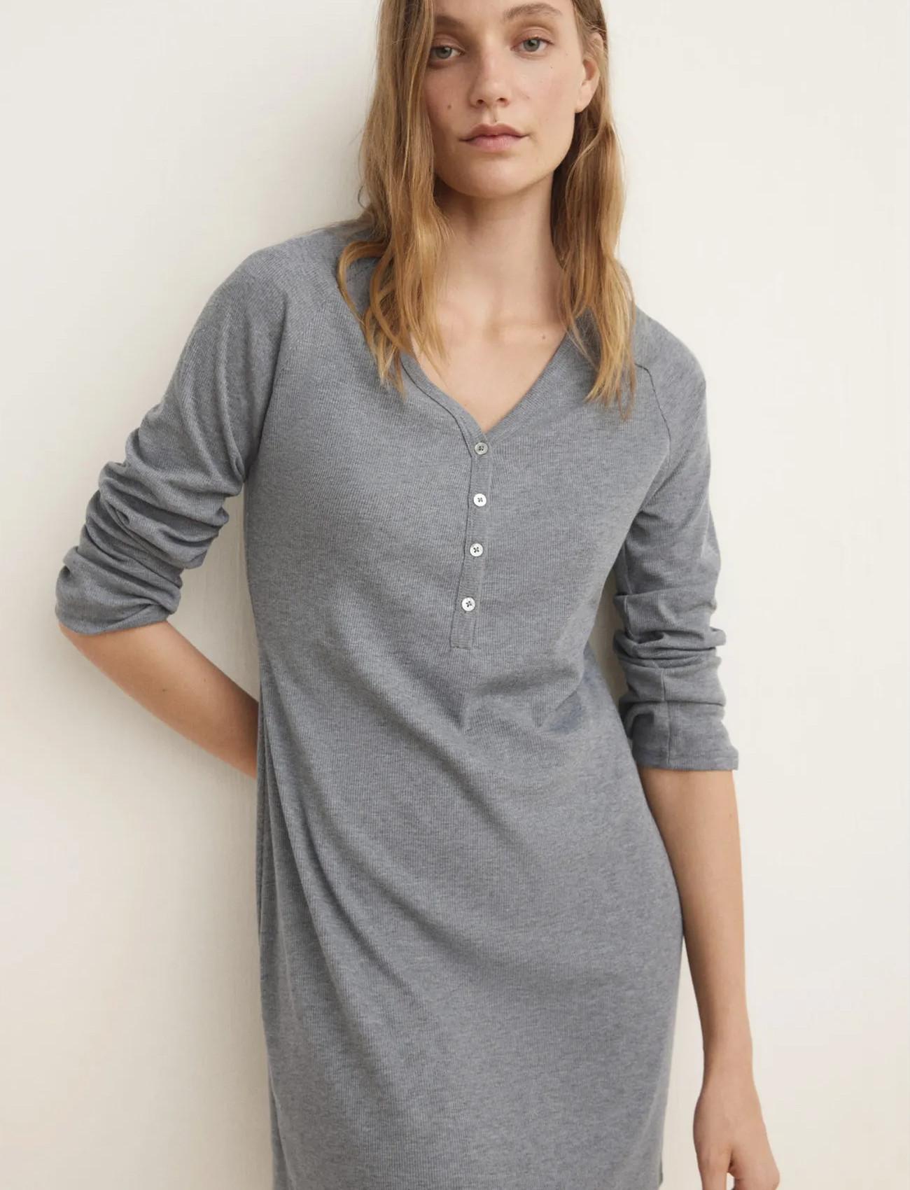 Mango Ribbed-Knit Nightdress With Buttons - - XS