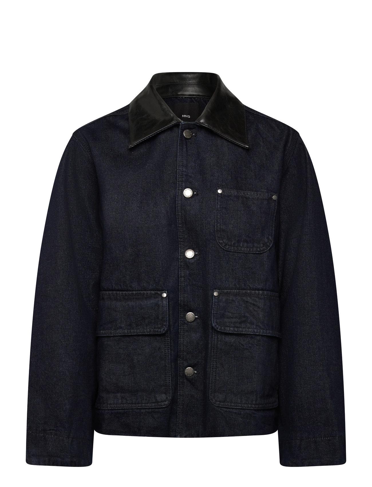 Mango Denim Jacket With Faux-Leather Collar - - XS
