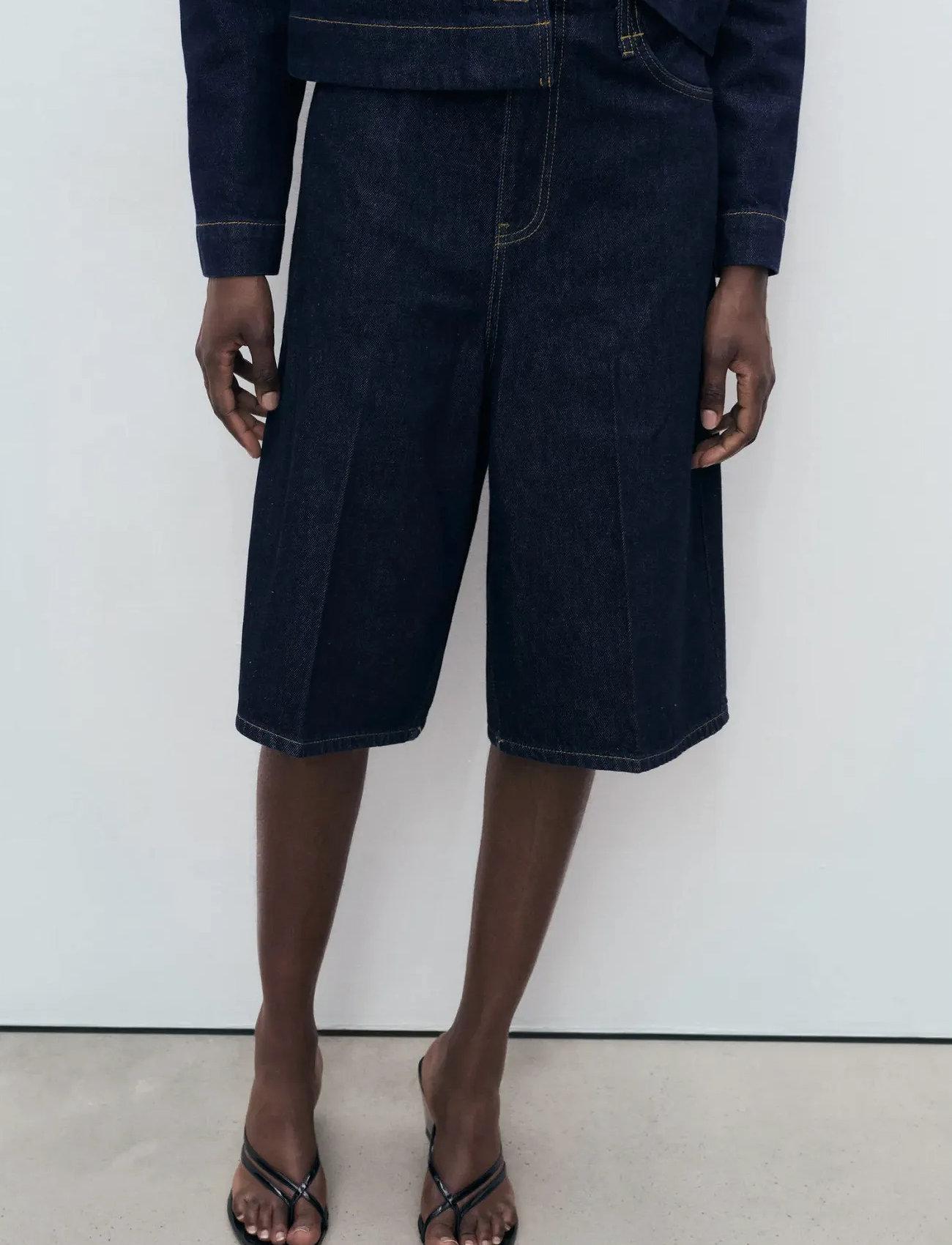 Mango Mid-Rise Denim Bermuda Jorts - - 32