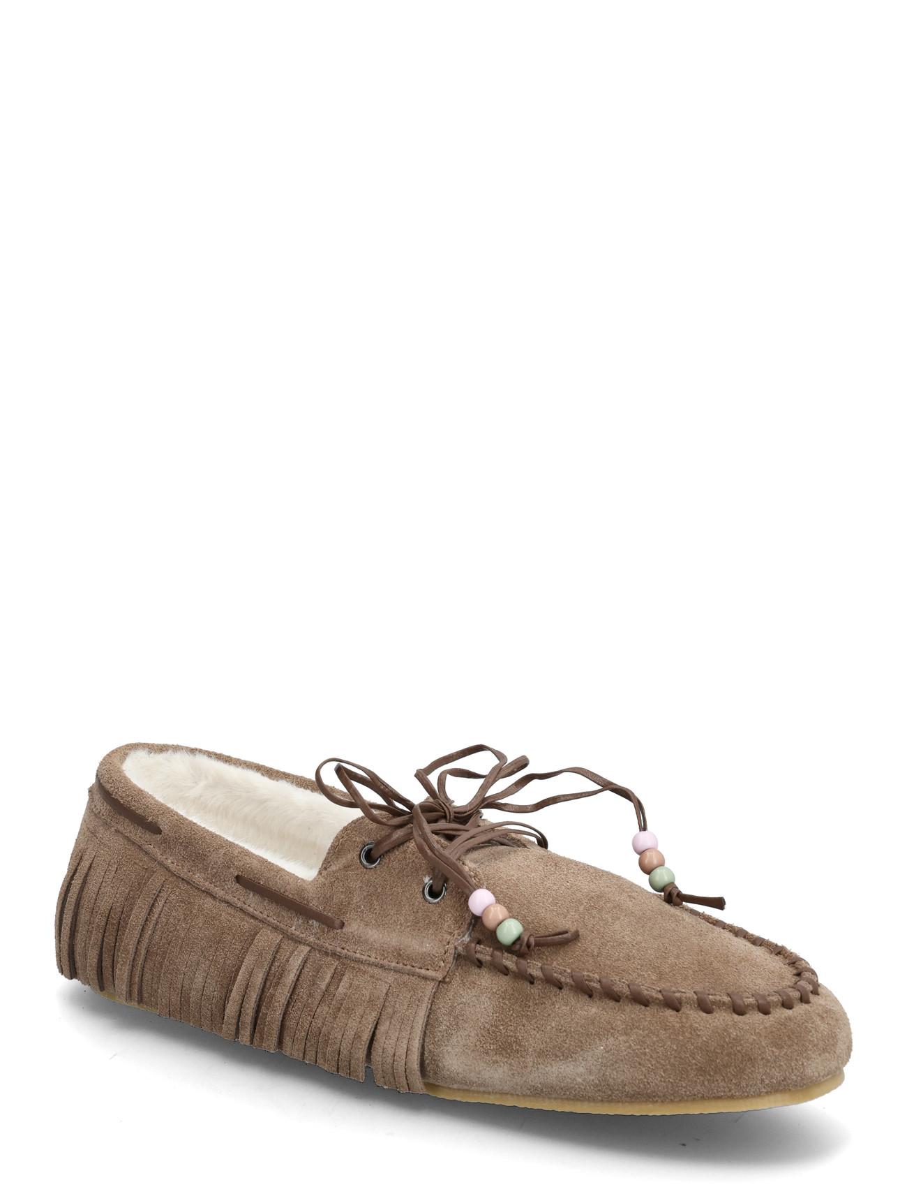 Mango Shearling Leather Moccasins - - 35