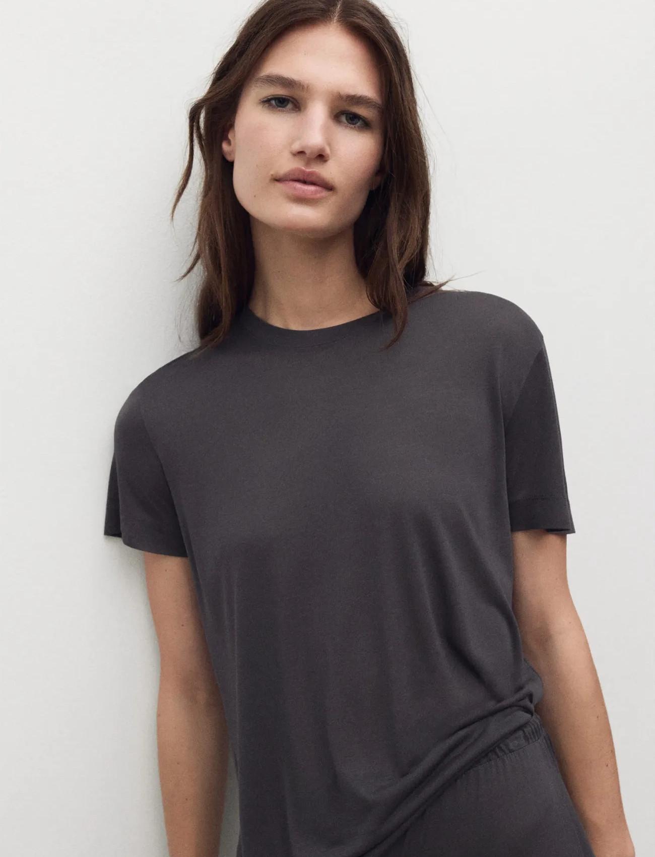 Mango Short-Sleeved Micro-Modal Pyjama Top - - S