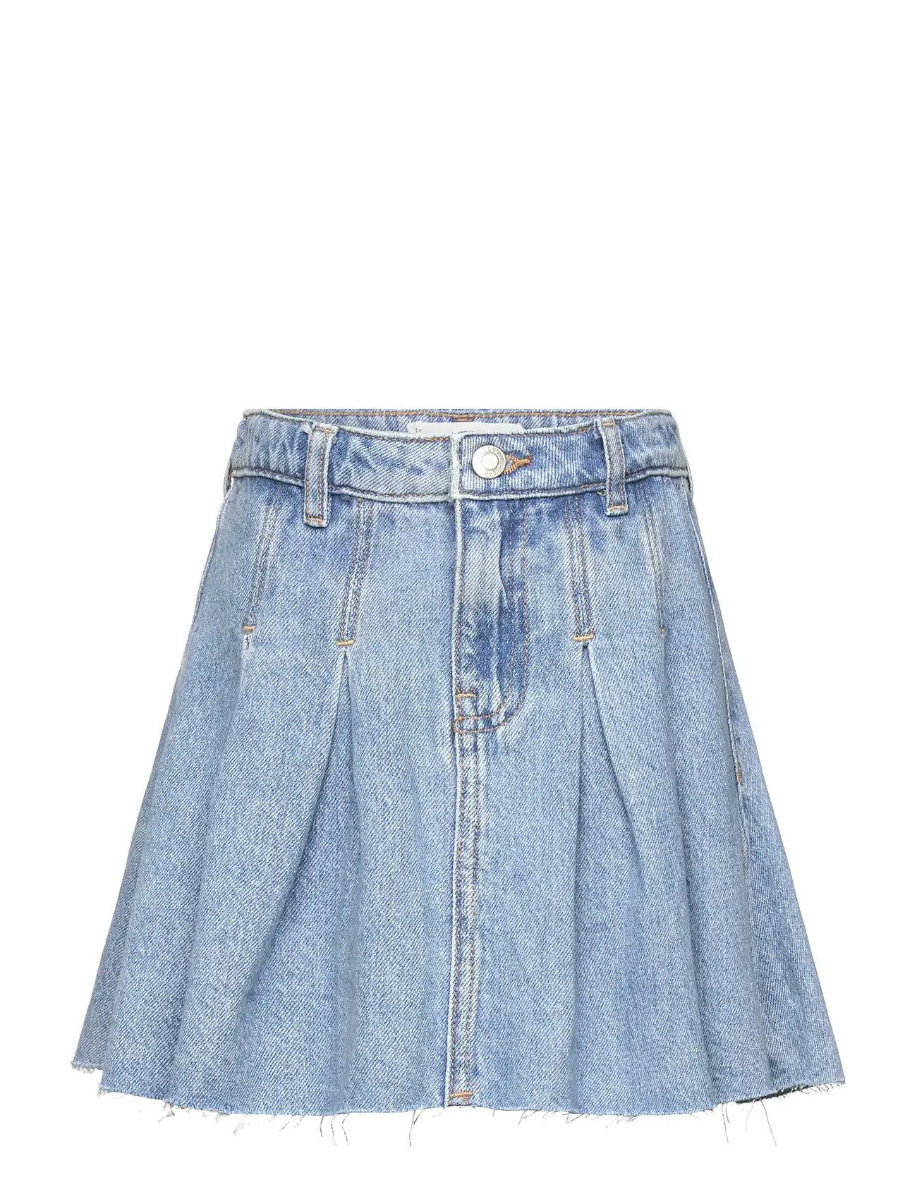 Mango Pleated Denim Skirt - - 6