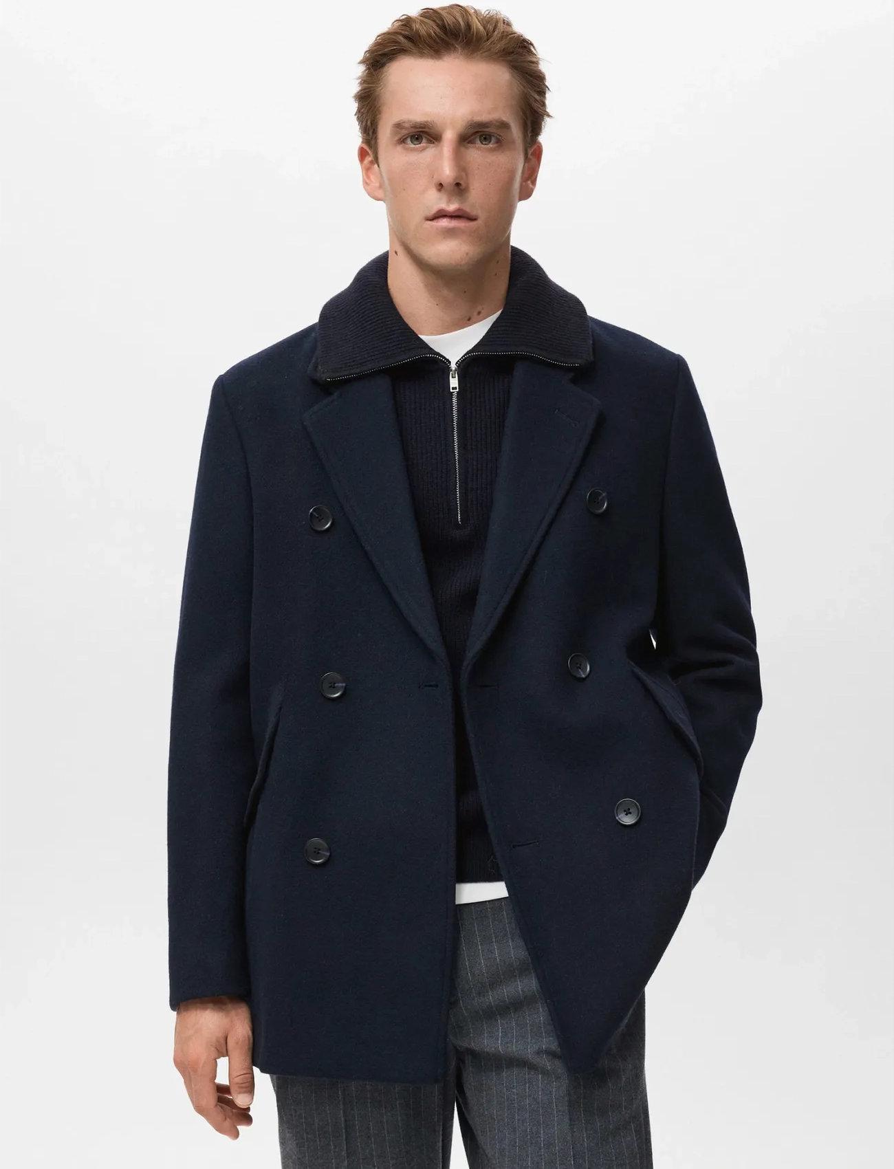 Mango Double-Breasted Wool-Blend Coat - - XL