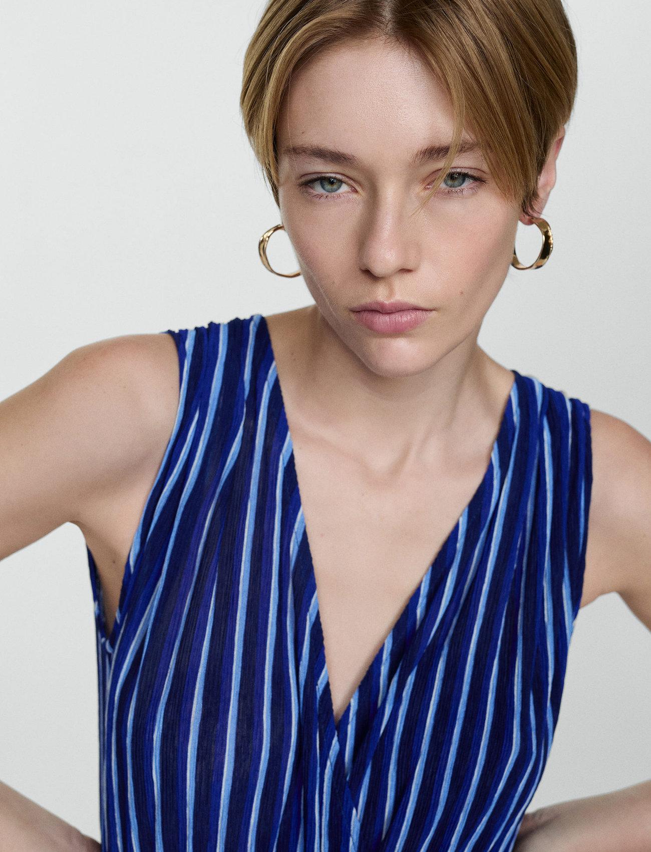 Mango Stripe-Print Dress With Bow - - XS