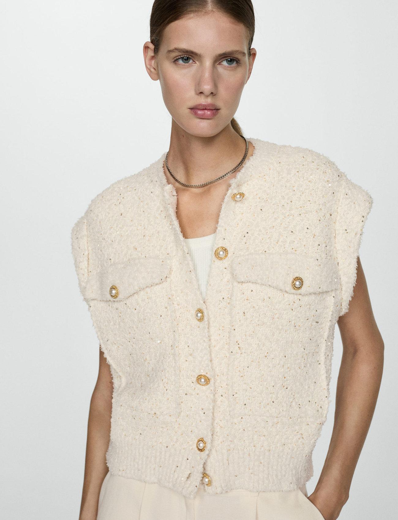 Mango Sequin Knitted Vest - - S