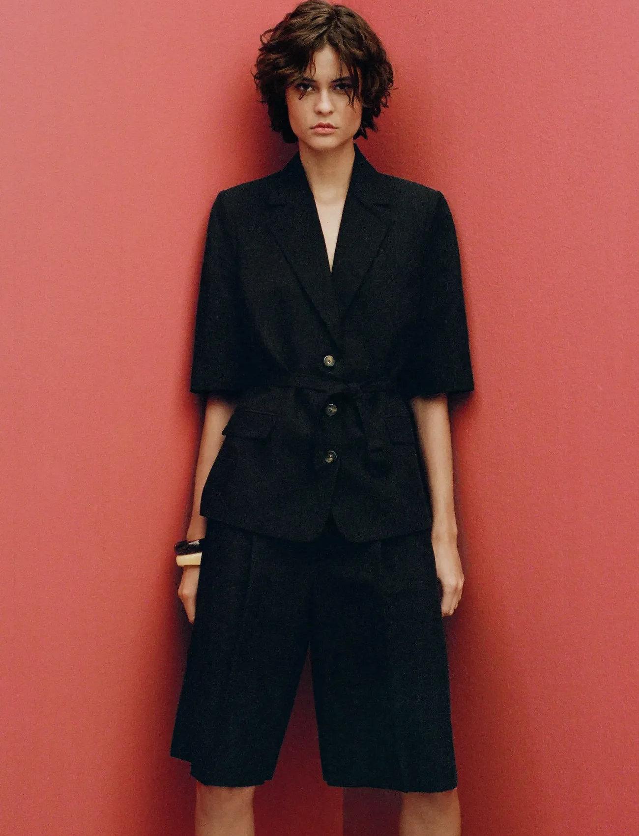 Mango Linen-Blend Suit Bermuda Shorts - - 34