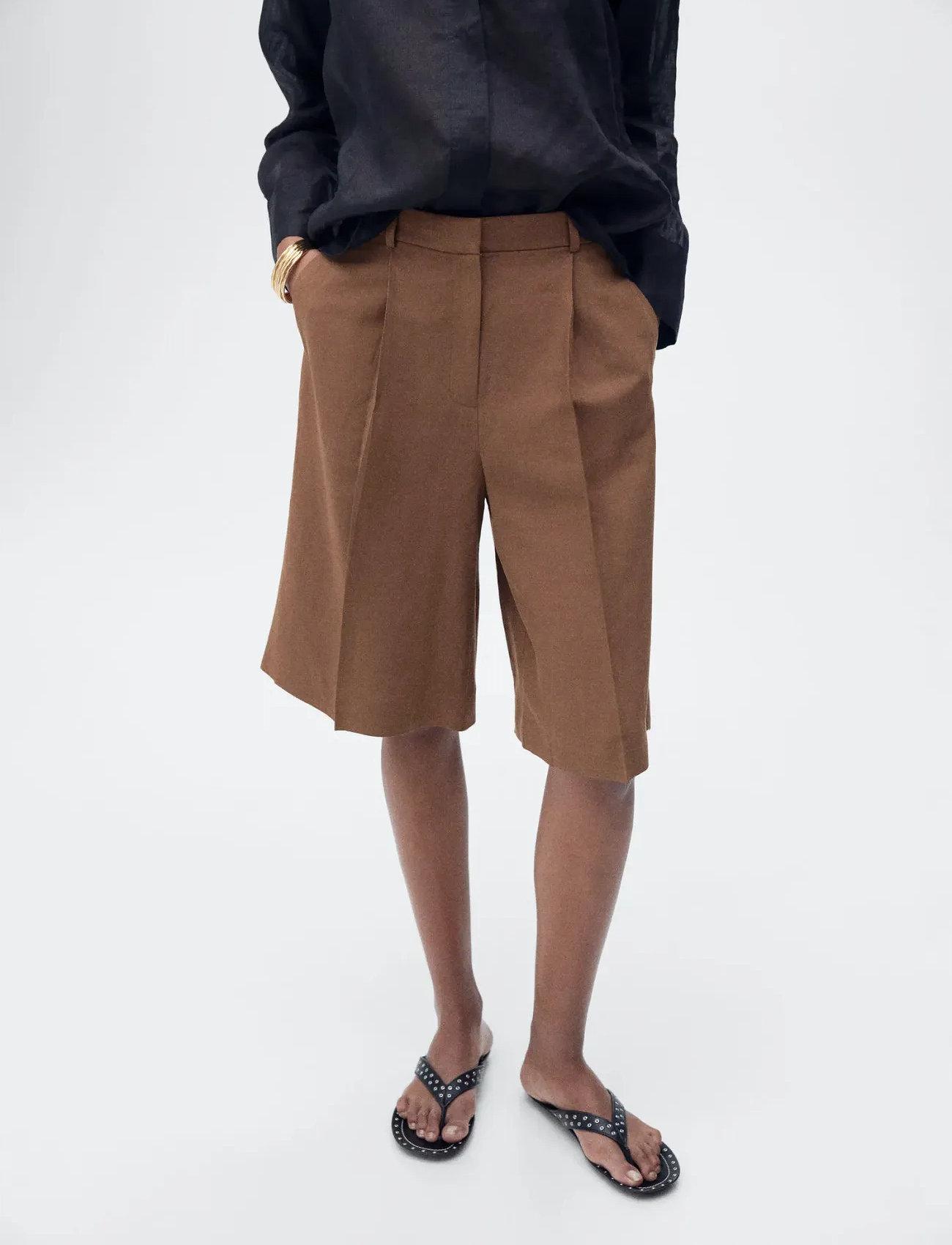 Mango Linen-Blend Suit Bermuda Shorts - - 34