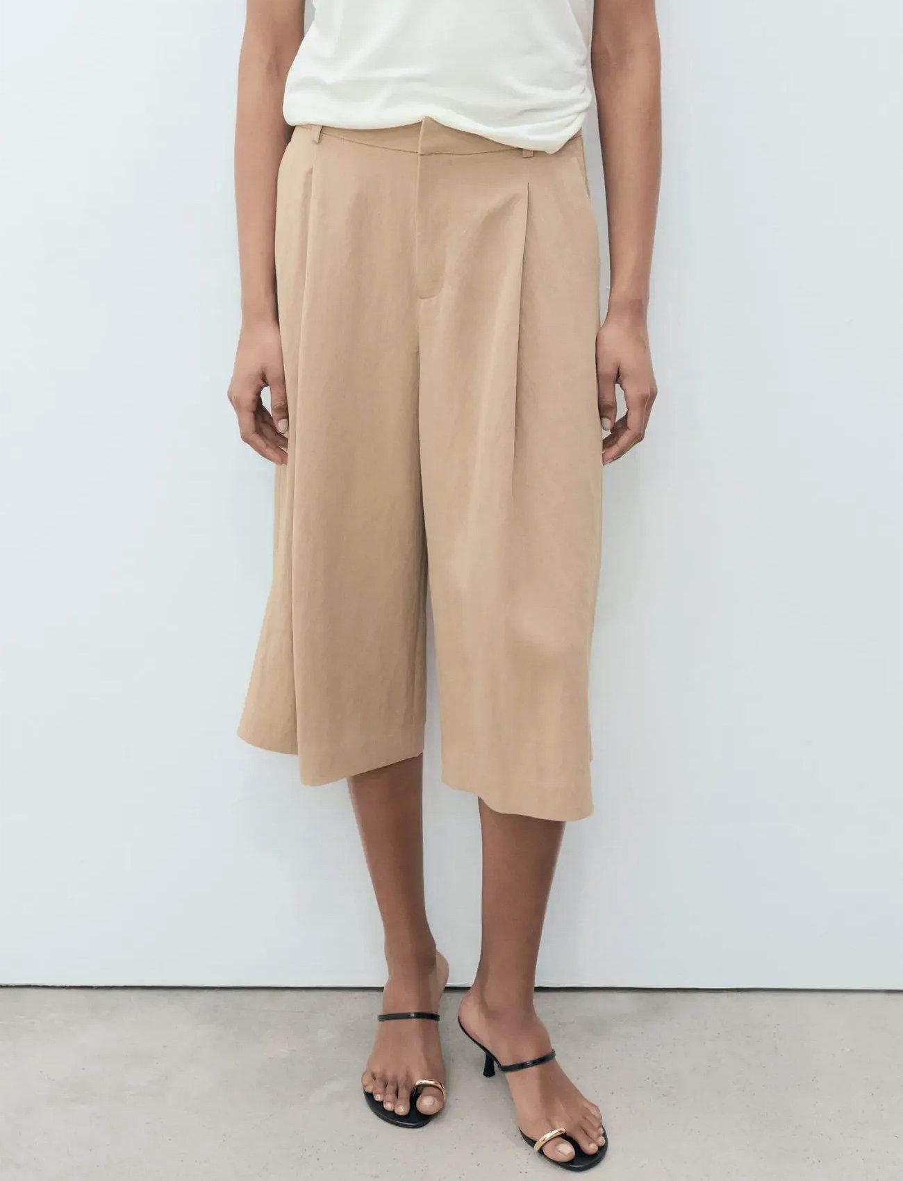 Mango Lyocell Pleated Bermuda Shorts - - 32