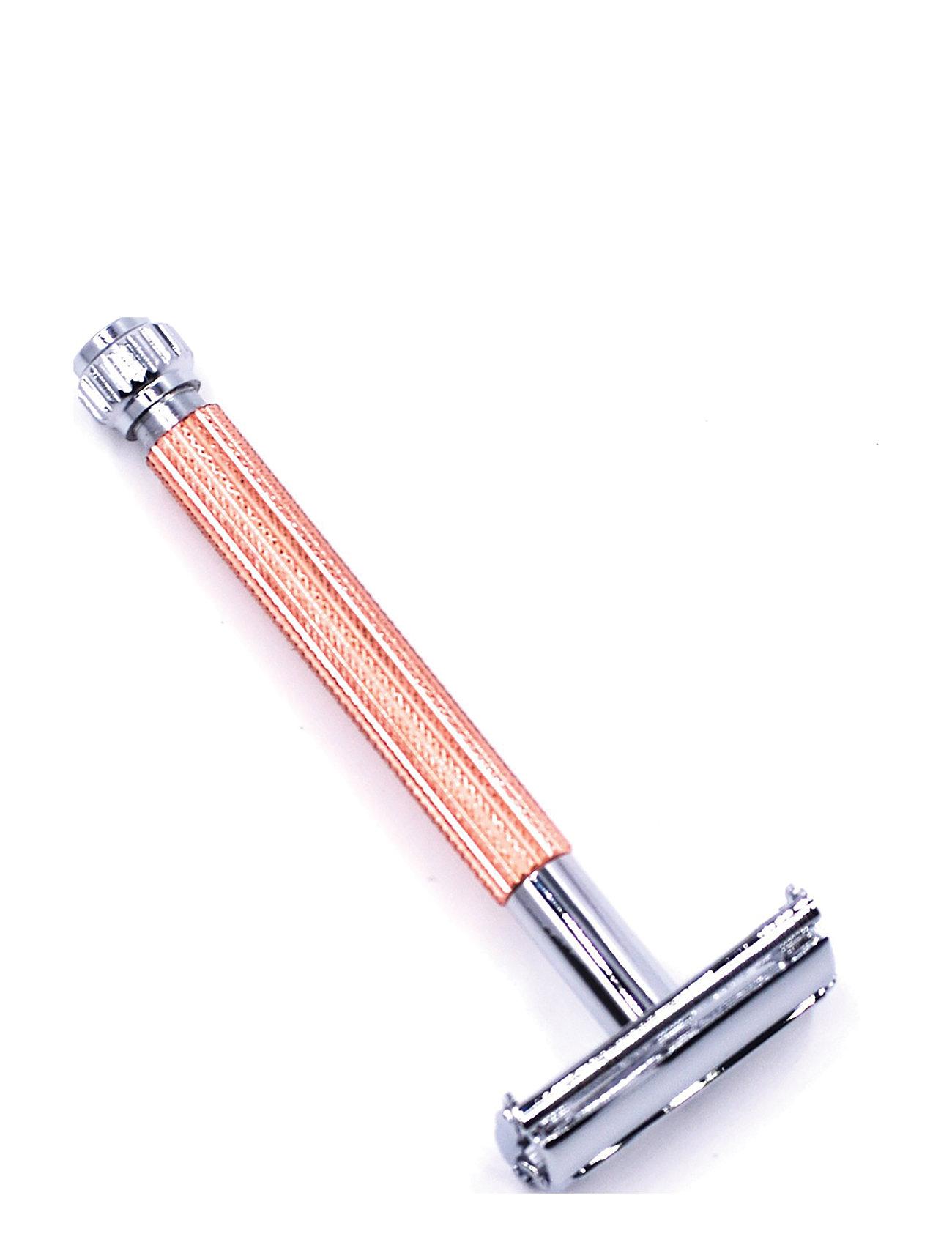 Parker 29L - Rose Gold - Ladies Textured Long Handle Butterfly Open Safety Razor - - ONE SIZE