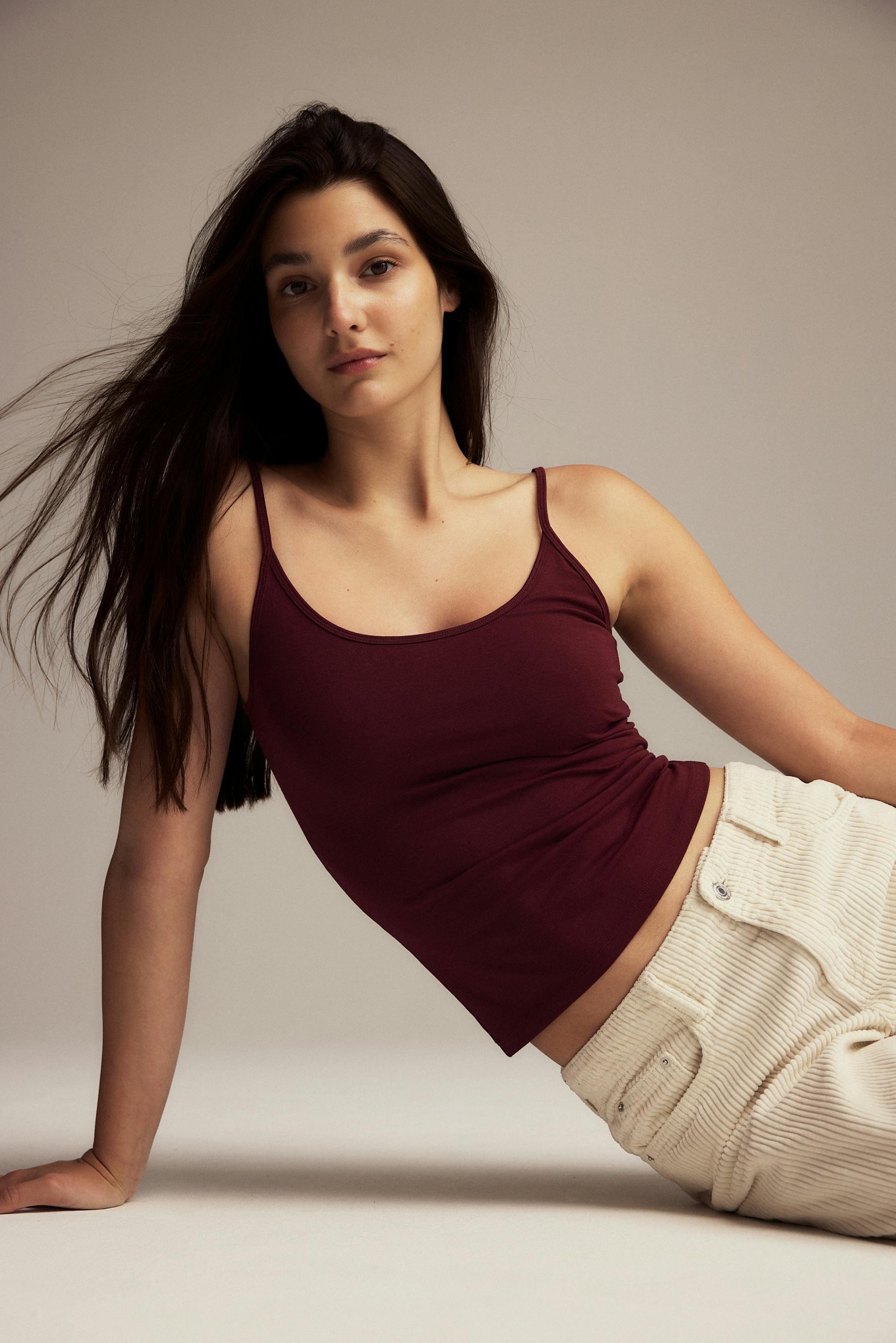 Gina Tricot - Basic strap singlet - linnen - Röd - XXL - Dam