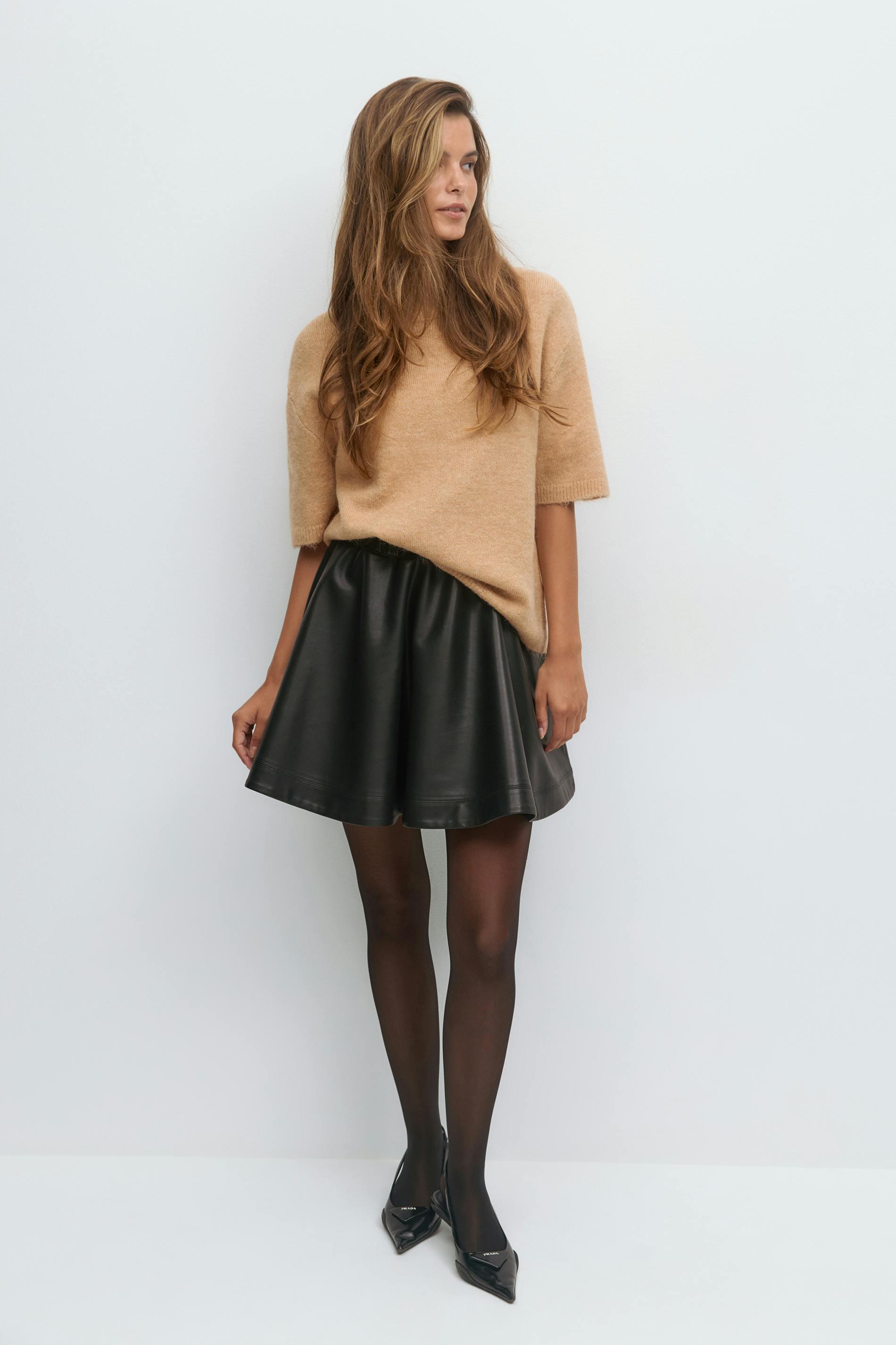 Gina Tricot - Funnel neck knitted top - stickade tröjor - Vit - M - Dam