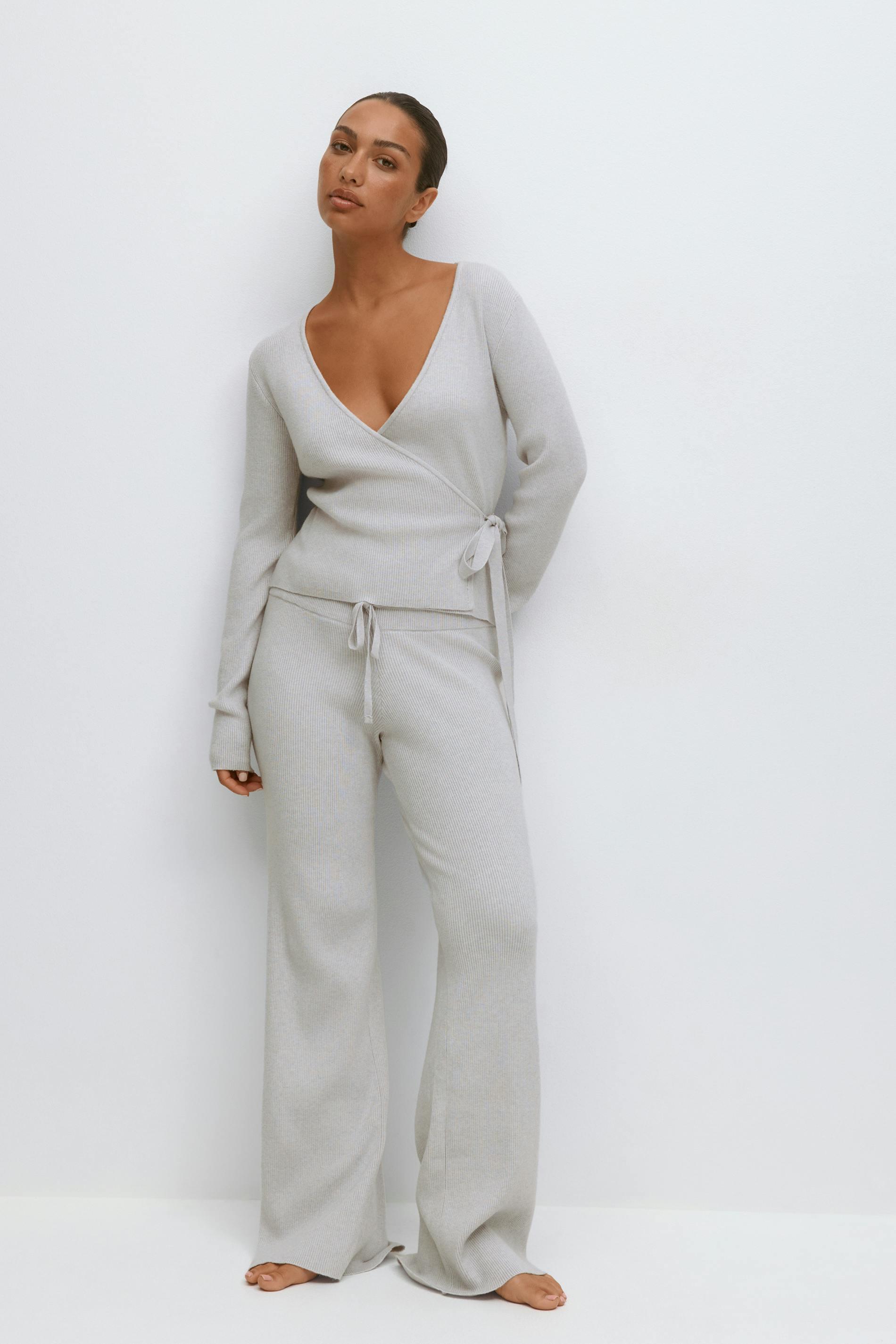 Gina Tricot - Knitted loungewear trousers - byxor - Grå - XS - Dam