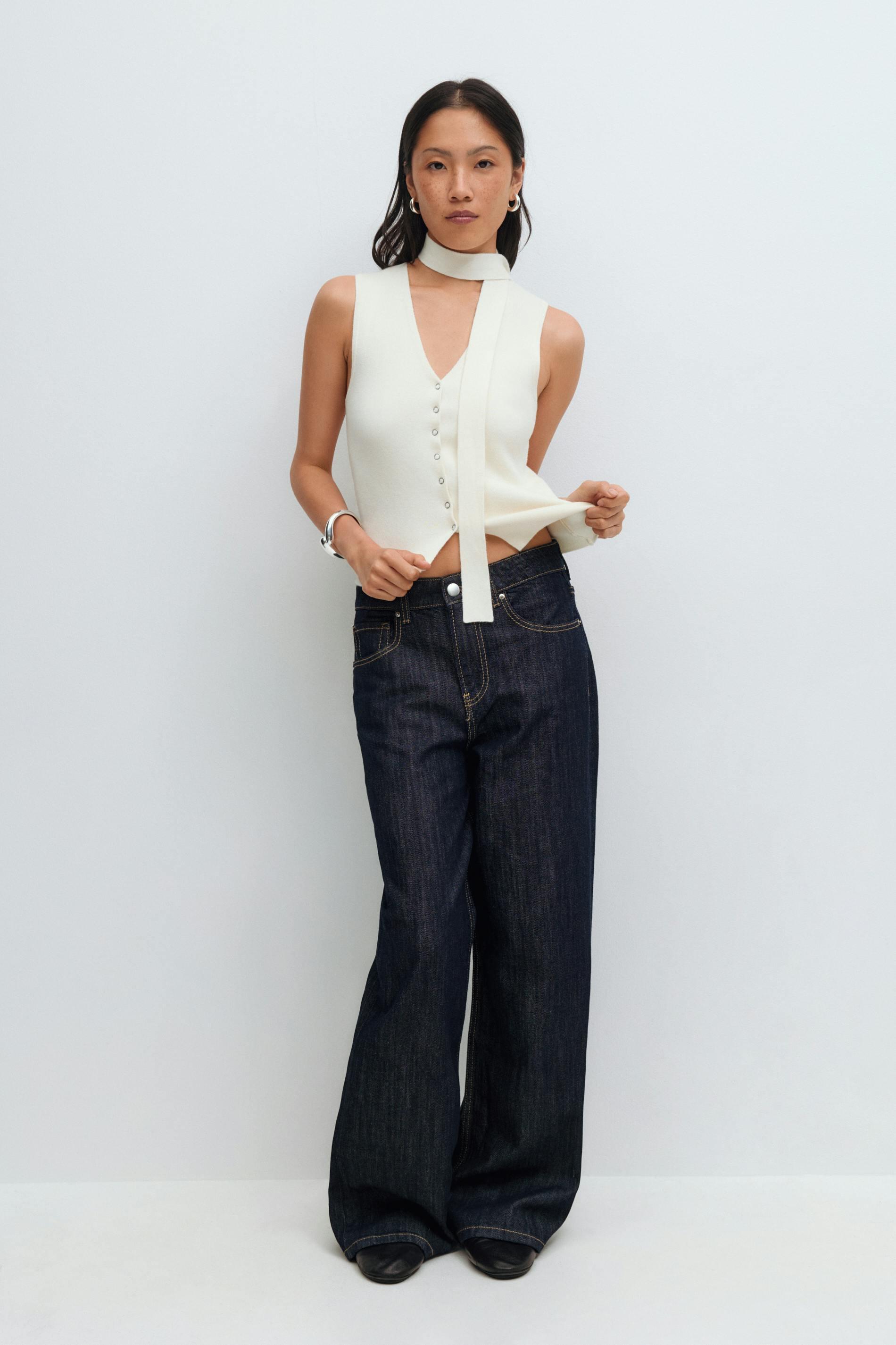 Gina Tricot - Buckle baggy jeans - Baggy & loose jeans - Blå - 32 - Dam