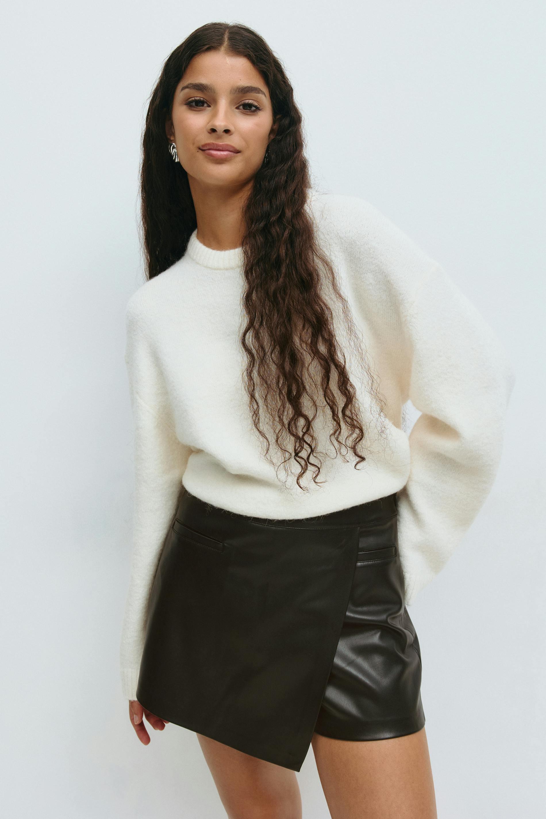 Gina Tricot - Mini wrap pu skort - shorts - Svart - 36 - Dam