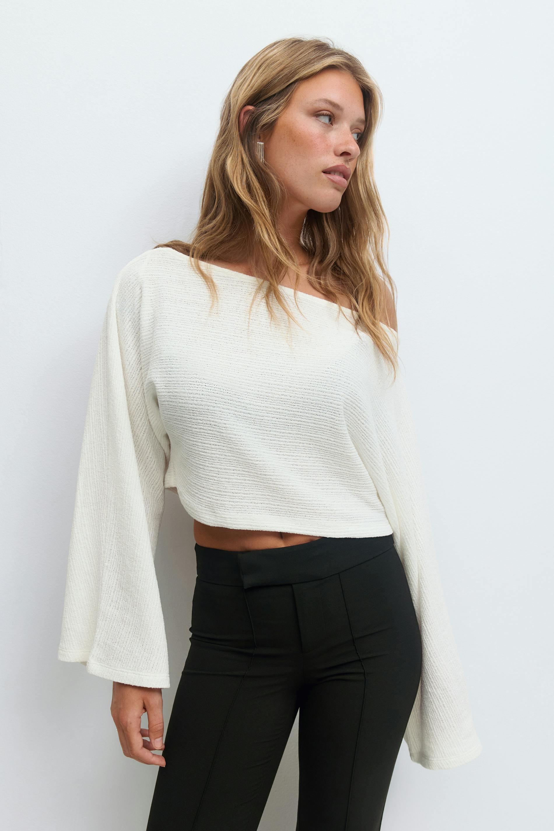 Gina Tricot - Wide sleeve top - Långärmade toppar - Vit - S - Dam