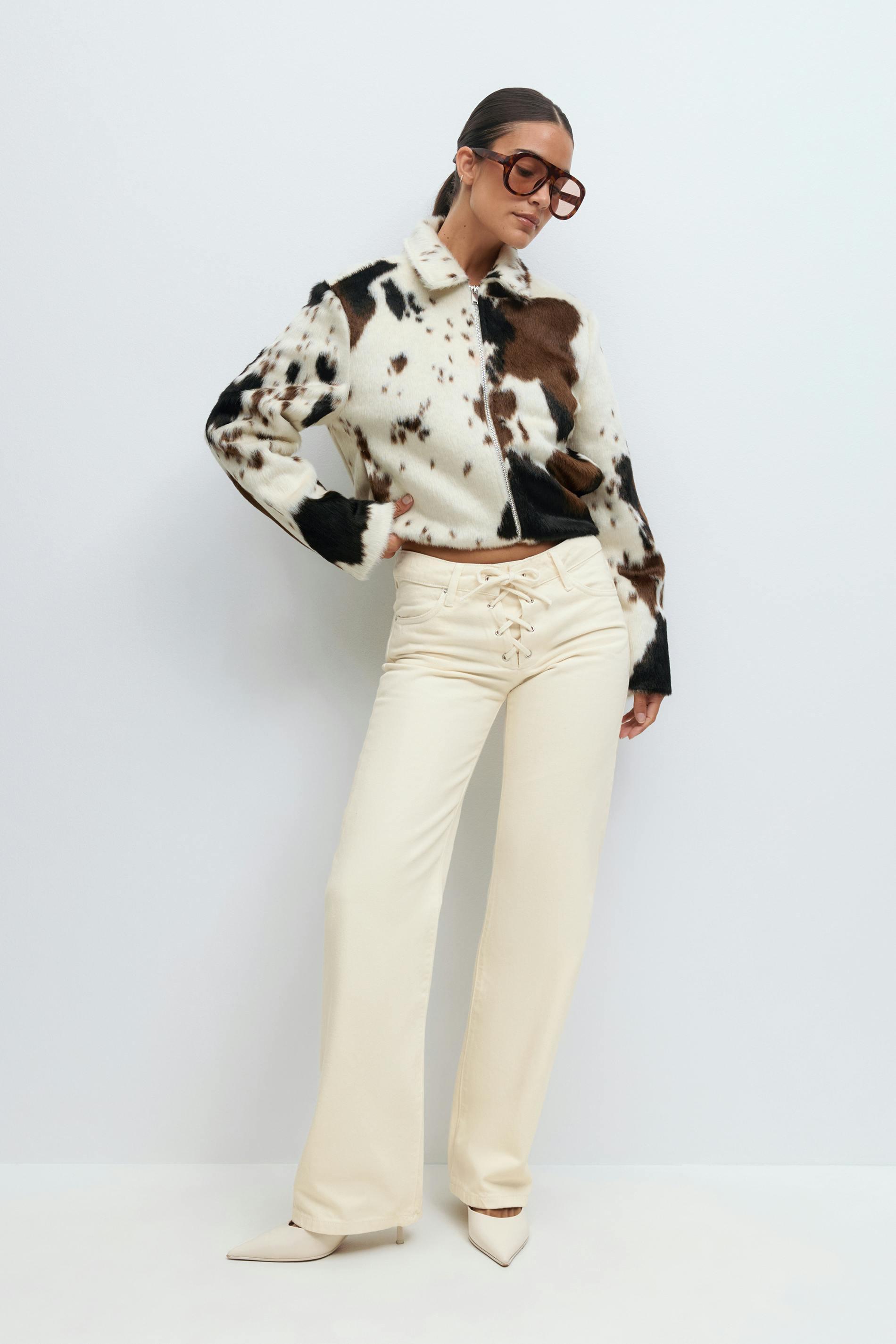 Gina Tricot - Lacing jeans - Low waist jeans - Vit - 36 - Dam