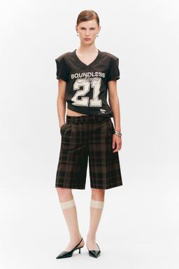 Cropped Printed Ribbed Cotton T-shirt 2