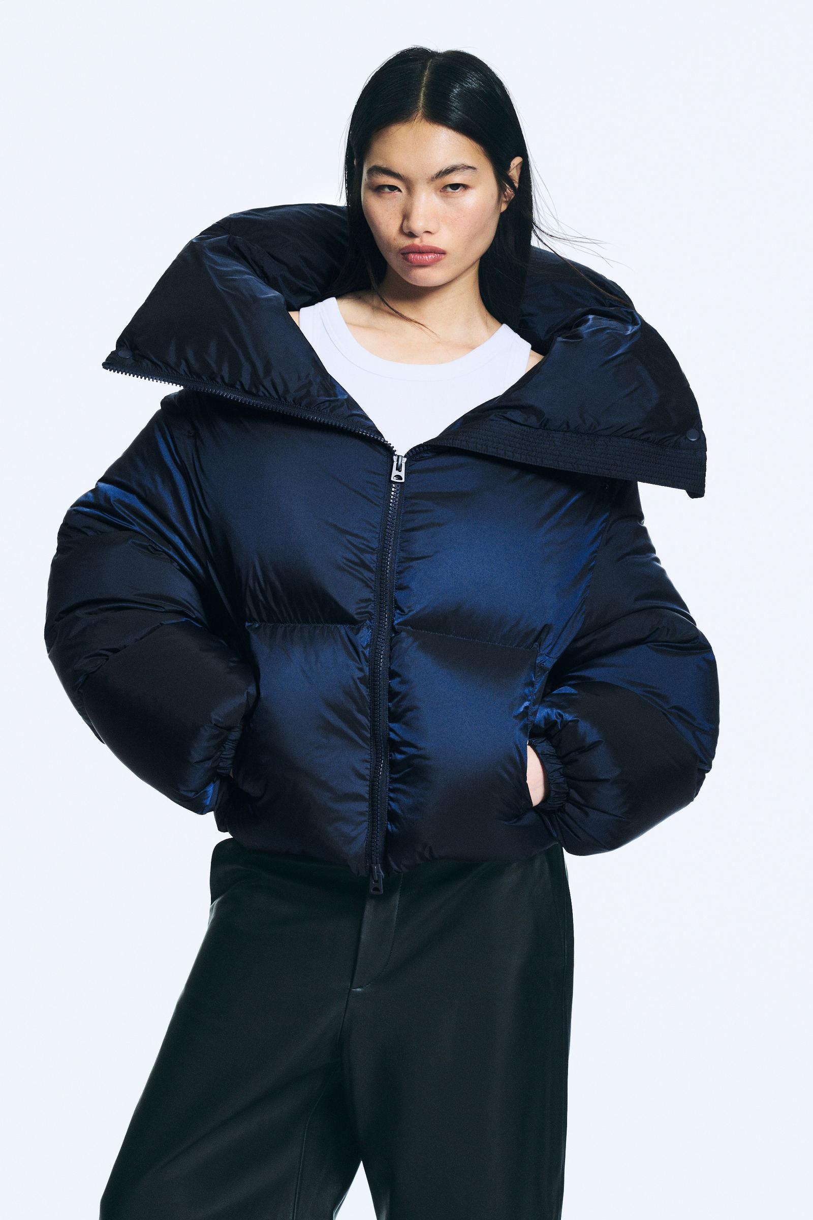 High Collar Cropped Down Jacket