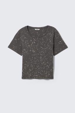 Cropped Printed Ribbed Cotton T-shirt 1