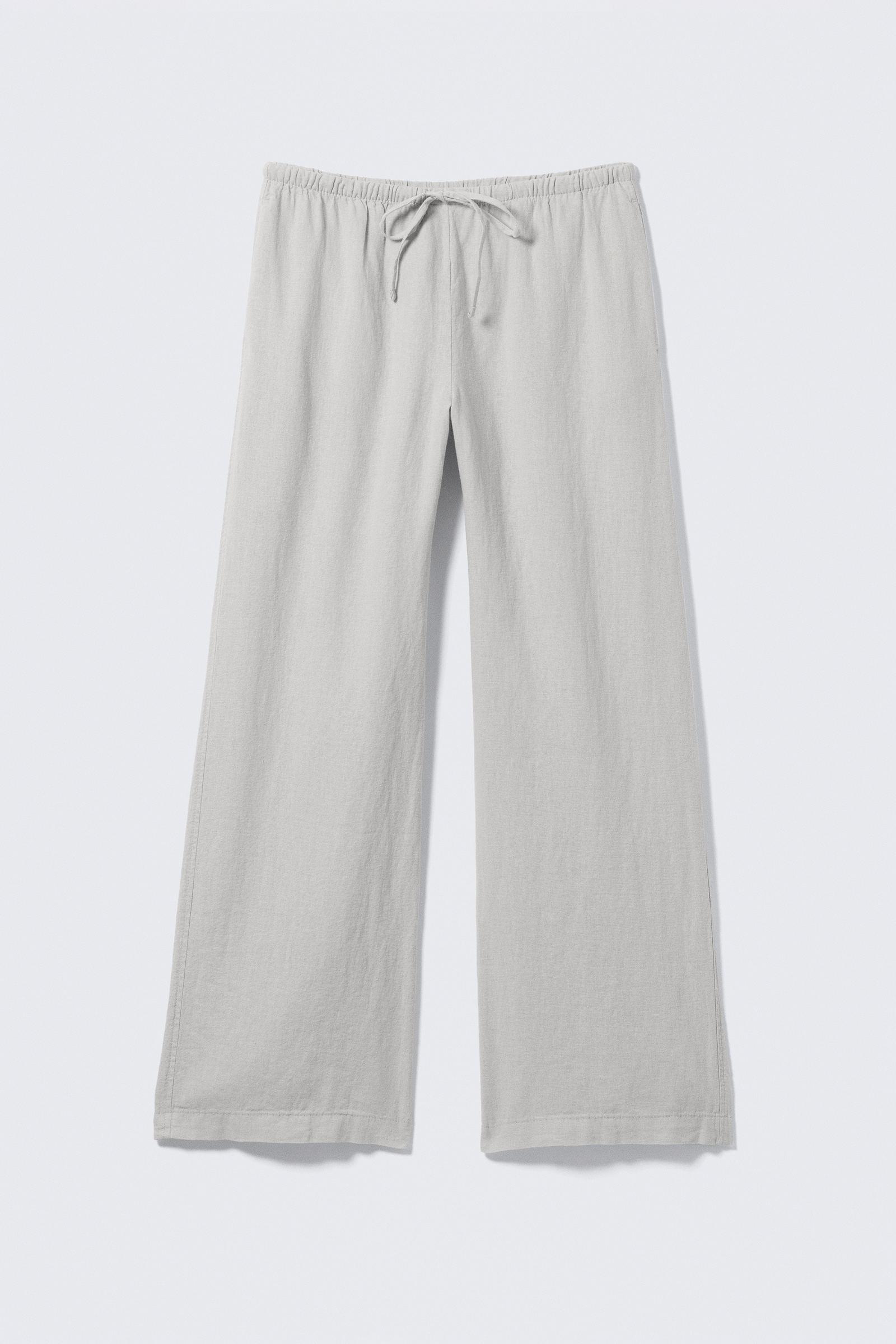 Low Rise Linen-Blend Trousers