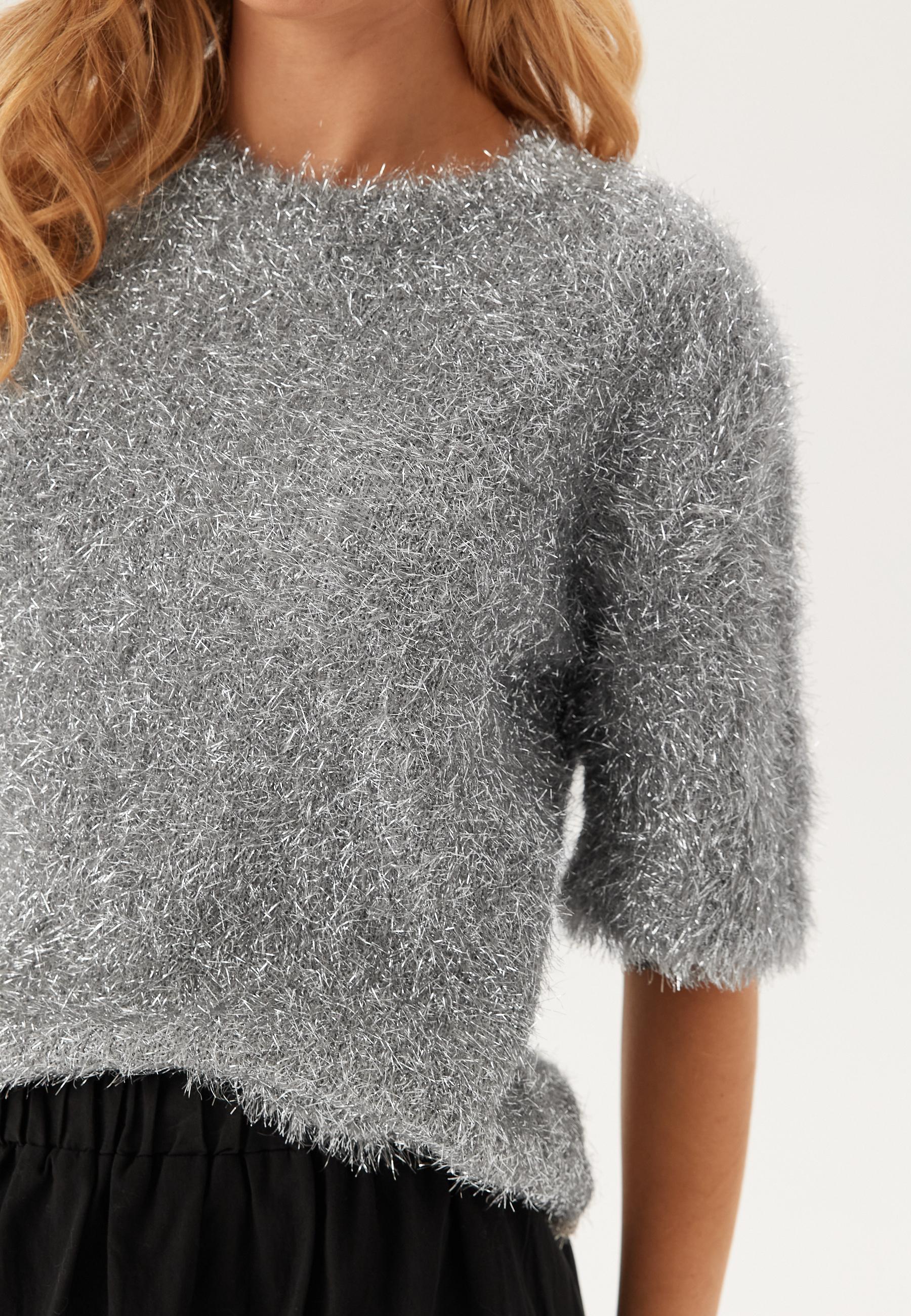Sparkling Knitted Short Sleeve Sweater 1